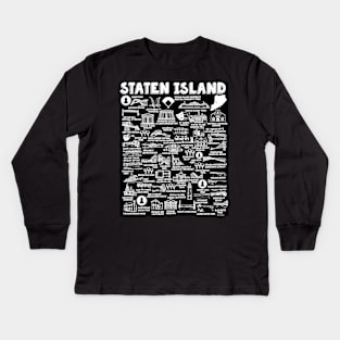 Staten Island Map Art Kids Long Sleeve T-Shirt